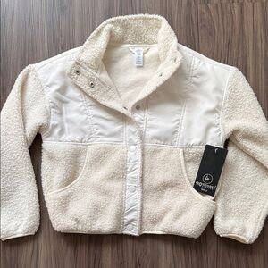 90 Degree By Reflex Off-White Sherpa Jacket with Quilted Panels